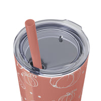 Polka Dot Pumpkin Thanksgiving Fall Vibes Skinny Tumbler with Straw, 20oz! Multiple Colors Available!