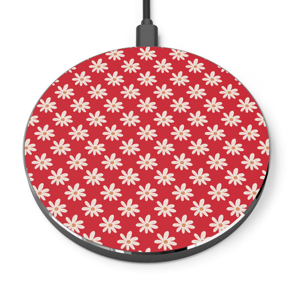 Vibrant Red Daisy Wireless Phone Charger! Free Shipping!!!