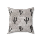 Western/Boho Acid Wash Grey Cactus Square Pillow!