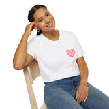 Valentines Day Pink Plaid Heart Basics Wear Anywhere Unisex Graphic Tee! All New Heather Colors!!! Free Shipping!!!