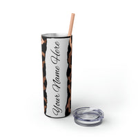 Custom Personalized Cow Printed Skinny Tumbler with Straw, 20oz! Multiple Colors!