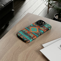 Turquoise Aztec Tough Cases! Cellphone Cases! Multiple Sizes Available! Apple iPhone, Samsung Galaxy, and Google Pixel devices!