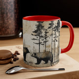 Black Bear Acid Wash Greyscale Accent Coffee Mug, 11oz! Multiple Colors Available! Fall Vibes!