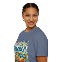 The Teacher Floral School Bus Unisex Graphic Tees! All New Heather Colors!!! Free Shipping!!! Back To School!