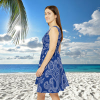 Western Navy Blue and White Bandana Print Women's Fit n Flare Dress! Free Shipping!!! New!!! Sun Dress! Beach Cover Up! Night Gown! So Versatile!