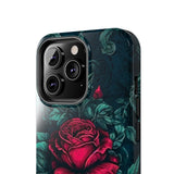 Stained Glass Teal and Roses Gothic Inspired Halloween Tough Phone Cases! Fall Vibes!