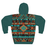 Teal Orange and Cream Aztec Unisex Pullover Hoodie! All Over Print! New!!!