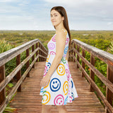 Rainbow Smiley Faces Printed Women's Fit n Flare Dress! Free Shipping!!! New!!! Sun Dress! Beach Cover Up! Night Gown! So Versatile!