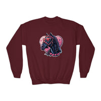 Valentines Day Black Horse Pink Sunglasses Youth Crewneck Sweatshirt! Foxy Kids! Free Shipping!