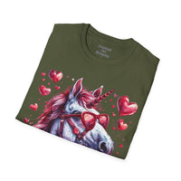 Valentines Day Unicorn Sunglasses Pink and White Horse Unisex Graphic Tee! All New Heather Colors!!! Free Shipping!!!