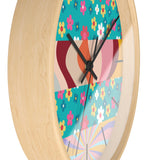 Groovy Floral Quilt in Teal and Pink Print Wall Clock! Perfect For Gifting! Free Shipping!!! 3 Colors Available!