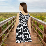 Black and White Cow Print Women's Fit n Flare Dress! Free Shipping!!! New!!! Sun Dress! Beach Cover Up! Night Gown! So Versatile!