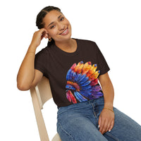 Indian Head Dress Colorful Rainbow Unisex Graphic Tees! Summer Vibes! All New Heather Colors!!! Free Shipping!!!