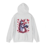 Pink Unicorn With Sunglasses Back Designs Unisex Heavy Blend Hooded Sweatshirt! Free Shipping!!!