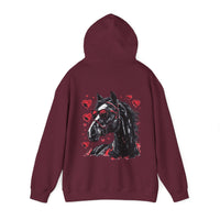 Black Horse With Red Hearts Back Designs Unisex Heavy Blend Hooded Sweatshirt! Free Shipping!!!