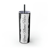 Custom Personalized Cow Printed Skinny Tumbler with Straw, 20oz! Multiple Colors!