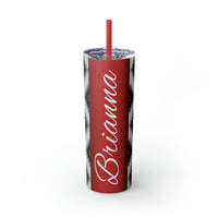 Custom Name Black and White Aztec Printed Skinny Tumbler with Straw, 20oz! Multiple Colors!