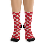 Dark Red Daisy Unisex Eco Friendly Recycled Poly Socks!!! Free Shipping!!! 58% Recycled Materials!