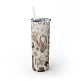 Western Lady Cream Skinny Tumbler with Straw, 20oz!