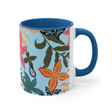 Boho Aqua Florals Accent Coffee Mug, 11oz! Free Shipping! Great For Gifting! Lead and BPA Free!