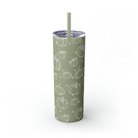 Polka Dot Pumpkin Thanksgiving Fall Vibes Skinny Tumbler with Straw, 20oz! Multiple Colors Available!