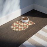 Chocolate and Cream Plaid Heart Print Pet Feeding Mats! Dog and Cat Shapes! Foxy Pets! Free Shipping!!!