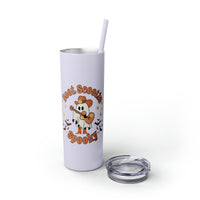 Boot Scootin Spooky Retro Ghost Printed Skinny Tumbler with Straw, 20oz! Multiple Colors! Halloween!