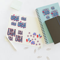 Independence Day USA, Popsicle, Star, Sticker Sheets! Free Shipping!