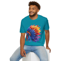 Indian Head Dress Colorful Rainbow Unisex Graphic Tees! Summer Vibes! All New Heather Colors!!! Free Shipping!!!