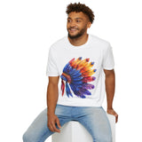 Indian Head Dress Colorful Rainbow Unisex Graphic Tees! Summer Vibes! All New Heather Colors!!! Free Shipping!!!