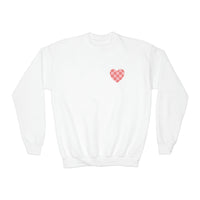 Valentines Day Pink Plaid Heart Basics Wear Anywhere Youth Crewneck Sweatshirt! Foxy Kids! Free Shipping!