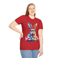 Easter Bunny Glasses With Eggs Unisex Graphic Tees! Spring Vibes! All New Heather Colors!!! Free Shipping!!!