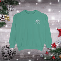 Snowflake Pocket Embroidered Comfort Colors Unisex Garment-Dyed Sweatshirt! All New Colors! Free Shipping!