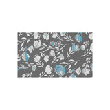 Boho Grey and Blue Floral Outdoor Rug! Chenille Fabric! Free Shipping!