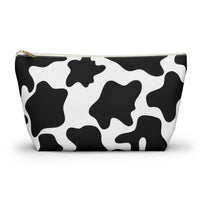 White and Black Cow Print Travel Accessory Pouch, Check Out My Matching Weekender Bag! Free Shipping!!!