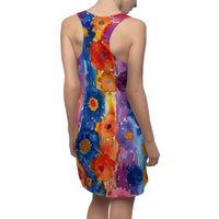 Boho Watercolor Daisy Drip Women's Racerback Dress! Free Shipping! Sun Dress, Sleep Shirt, Swim Cover Up!