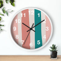 Boho Teal and Pink Stripes Print Wall Clock! Perfect For Gifting! Free Shipping!!! 3 Colors Available!