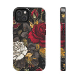 White and Red Roses Gothic Inspired Halloween Tough Phone Cases! Fall Vibes!