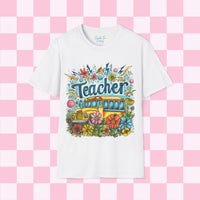 The Teacher Floral School Bus Unisex Graphic Tees! All New Heather Colors!!! Free Shipping!!! Back To School!