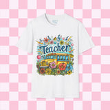 The Teacher Floral School Bus Unisex Graphic Tees! All New Heather Colors!!! Free Shipping!!! Back To School!