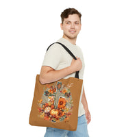 Autumn Steel Blue Floral Fall Vibes Tote Bag!