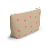 Cream Pink Polka Dot Accessory Pouch, Check Out My Matching Weekender Bag! Free Shipping!!!