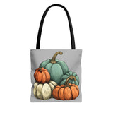 Steel Blue Grey Pumpkin Stack Fall Vibes Tote Bag!