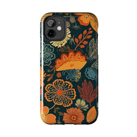 Fall Florals Navy Blue and Orange Tough Phone Cases! Fall Vibes!