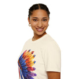 Indian Head Dress Colorful Rainbow Unisex Graphic Tees! Summer Vibes! All New Heather Colors!!! Free Shipping!!!