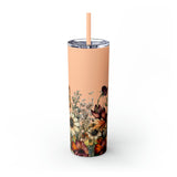 Custom Name Botanical Florals Fall Vibes Skinny Tumbler with Straw, 20oz! Multiple Colors!