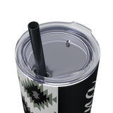 Custom Name Black and White Aztec Printed Skinny Tumbler with Straw, 20oz! Multiple Colors!