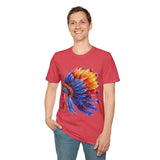 Indian Head Dress Colorful Rainbow Unisex Graphic Tees! Summer Vibes! All New Heather Colors!!! Free Shipping!!!