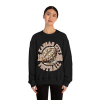 Kansas City Football Leopard Print Football Unisex Heavy Blend Crewneck Sweatshirt! Football Season!