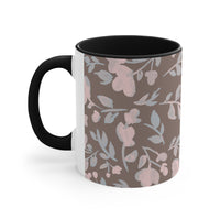 Boho Grey and Pink Florals Accent Coffee Mug, 11oz! Free Shipping! Great For Gifting! Lead and BPA Free!